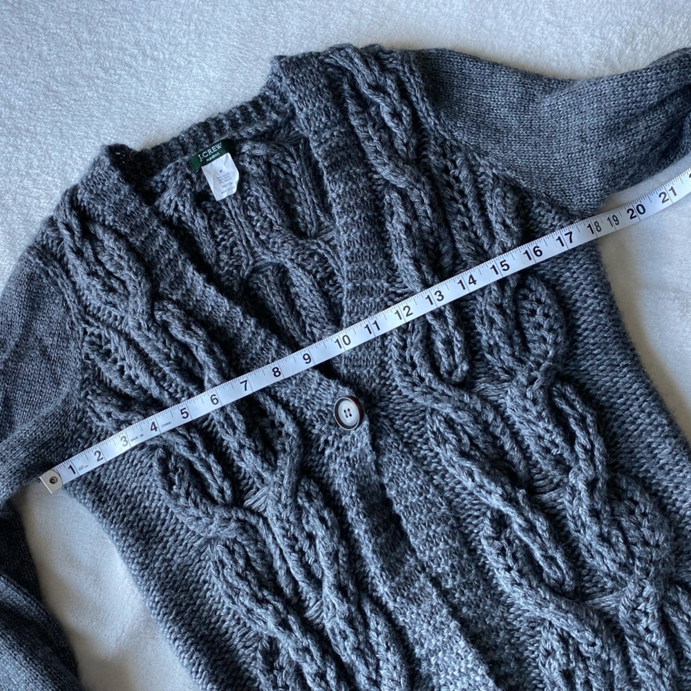 J Crew Handknit Women's Gray Wool Mohair Blend Cardigan 1 Button Sweater Med - Picture 9 of 11